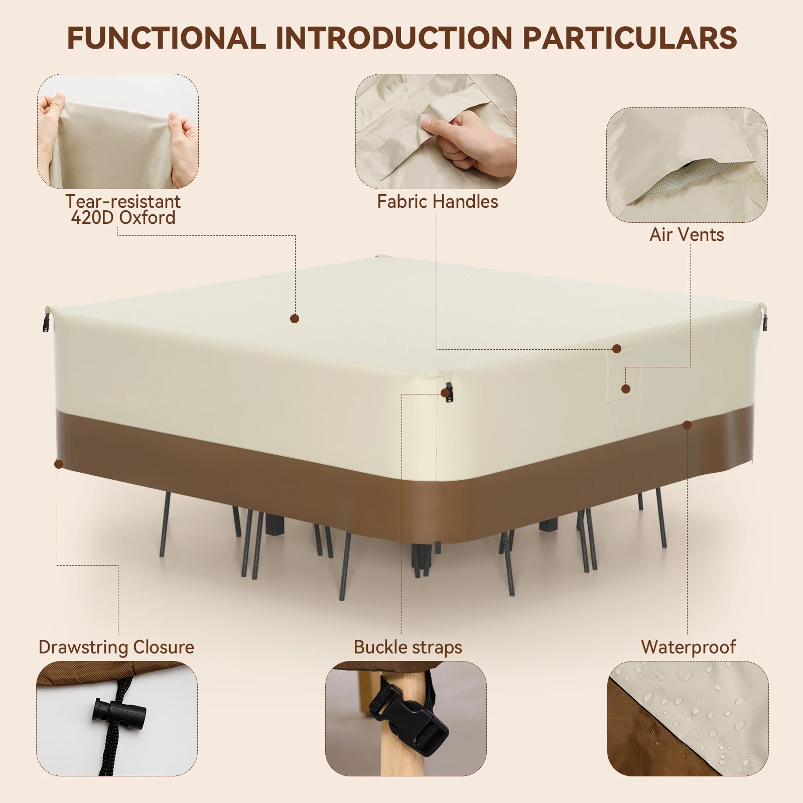 Cubierta impermeable para muebles de patio – mesa y sillas