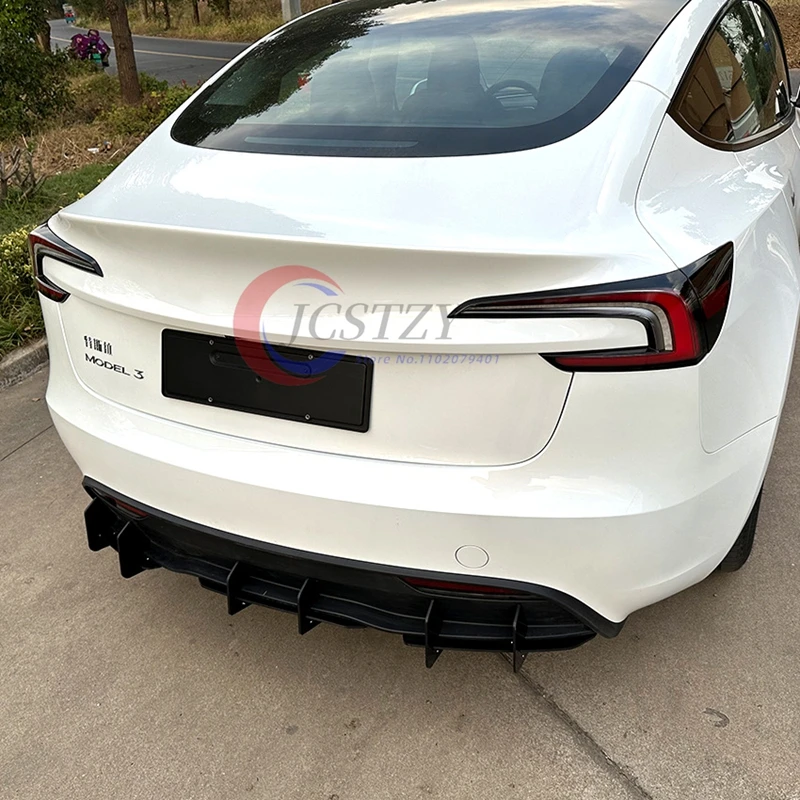 Difusor de labio de parachoques trasero de coche, cubierta de esquina lateral, placa protectora divisora para Tesla Model 3 2024 2025 - imagen 3