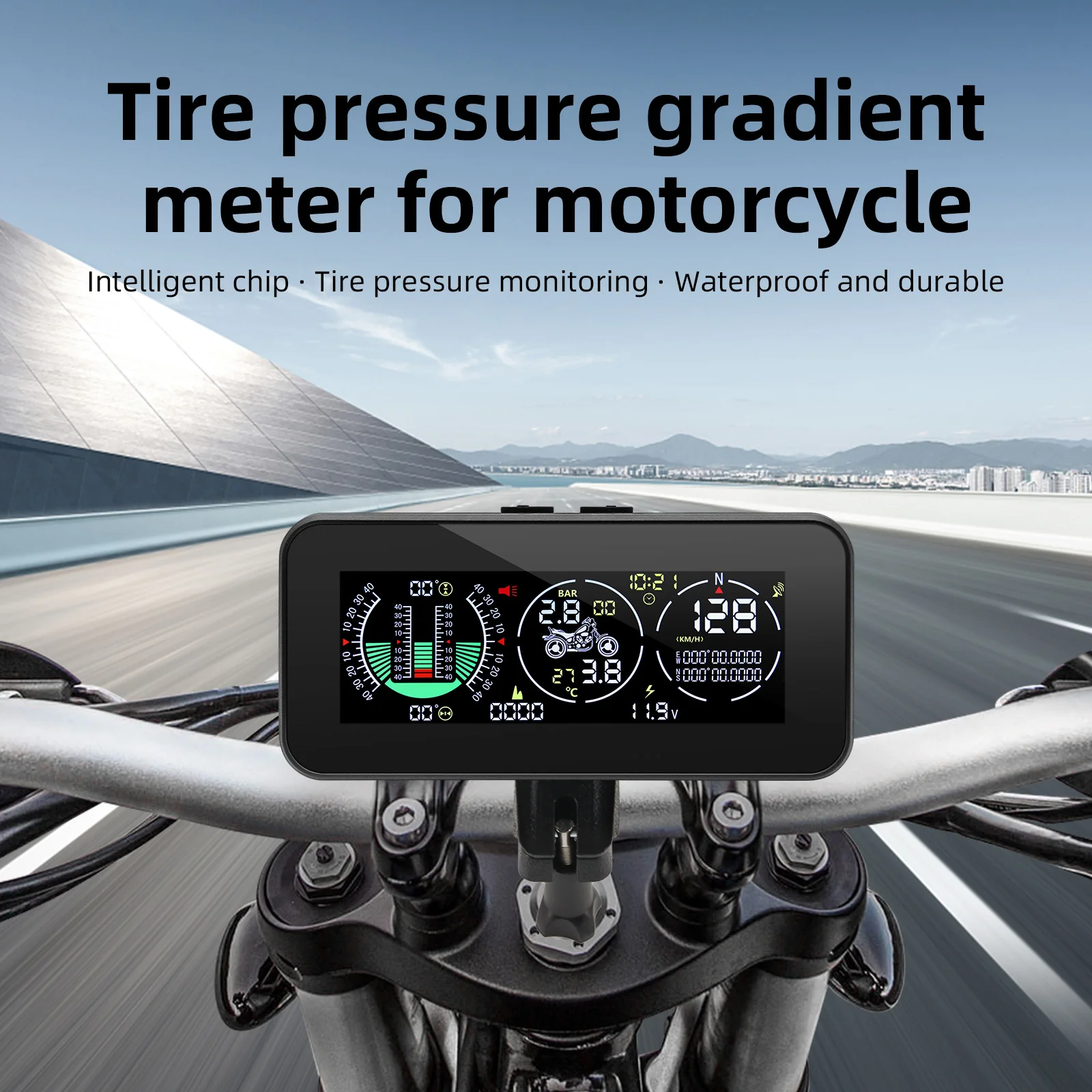Velocímetro GPS para moto con brújula, altímetro y TPMS