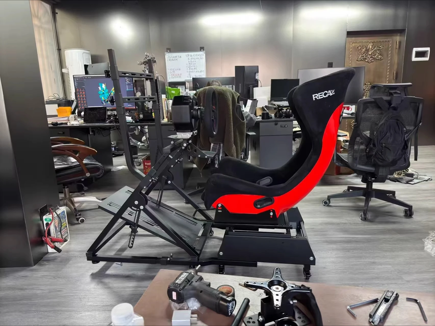 Asiento simulador de carreras tipo cubo RERACO GT de color rojo