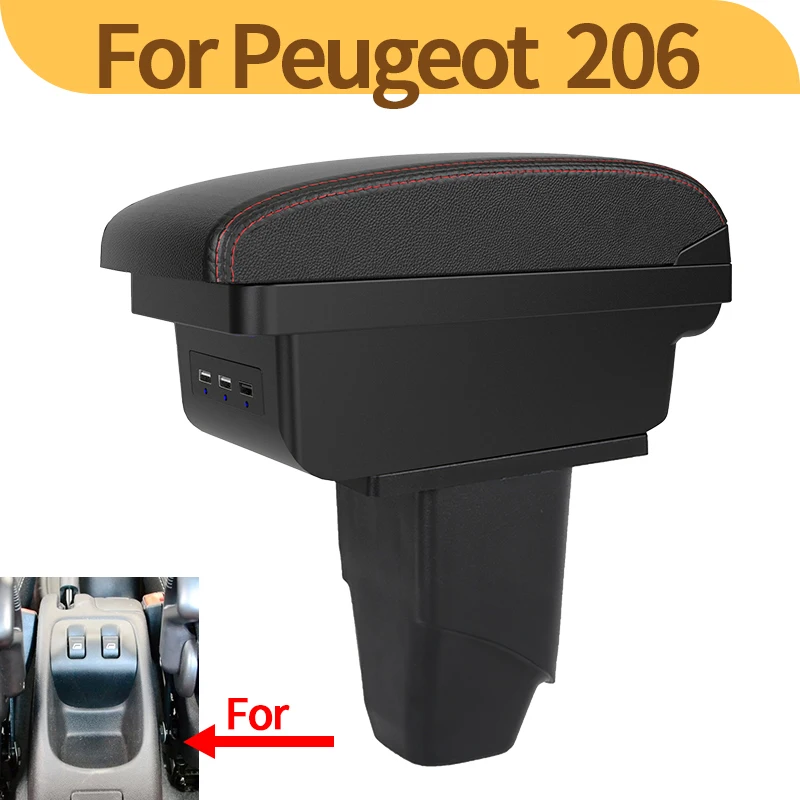 Reposabrazos con caja portaobjetos y USB para Peugeot 206 CC
