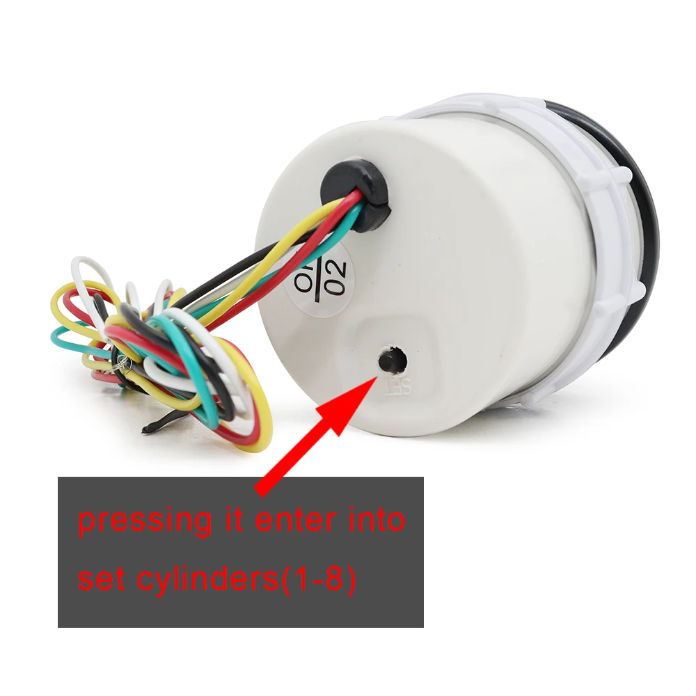 Tacómetro digital 52mm LED blanco 0-8000 RPM - 1 a 8cilindros - imagen 4