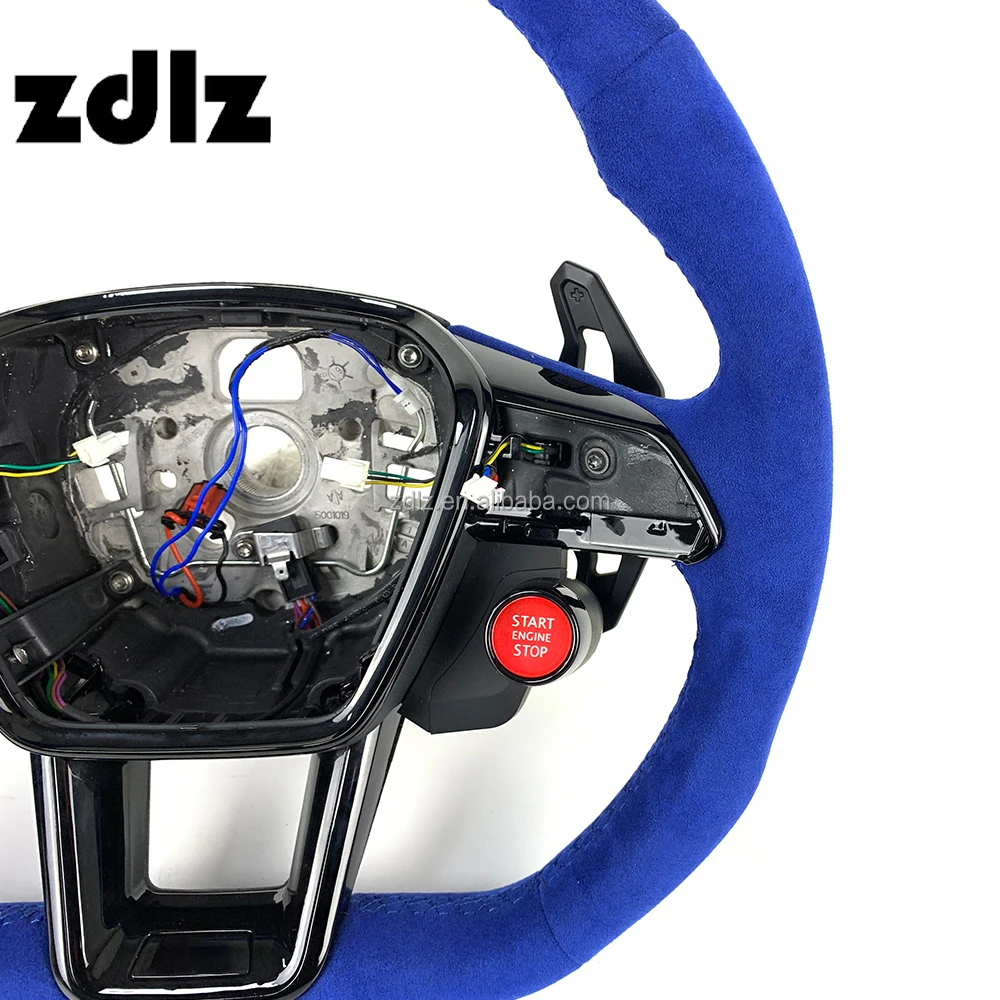 Volante de gamuza azul con carbono para Audi RS A6/A7 2018-2022 - imagen 5