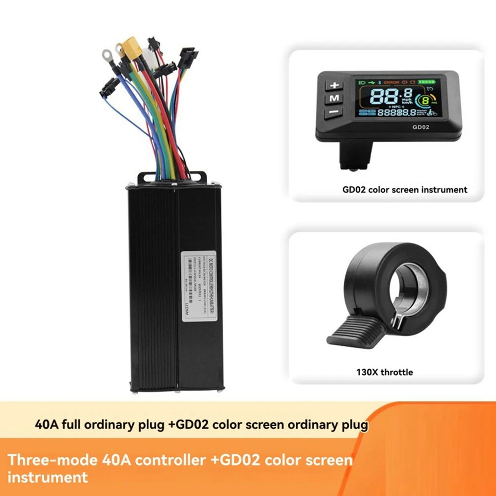 Controlador sin escobillas de 36V, 48V, 52V, 40A, medidor GD02, pantalla LCD + Kit de acelerador 130X para patinete eléctrico, Kit de reparación de bicicletas eléctricas - imagen 4