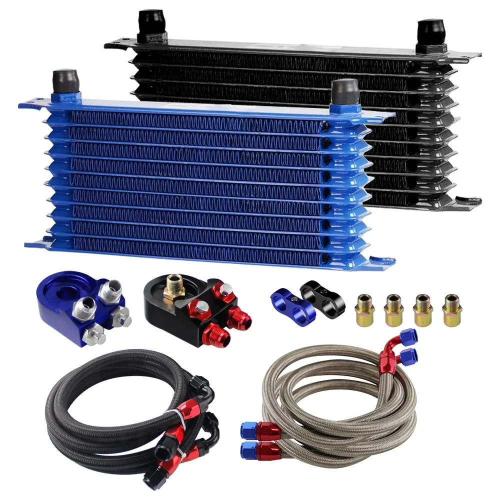 Kit enfriador aceite 10 filas con placa sándwich termostato y manguera - imagen 3