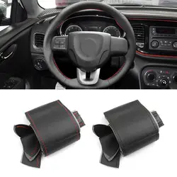 Funda de volante de microfibra cosida a mano para Fiat Viaggio 2017