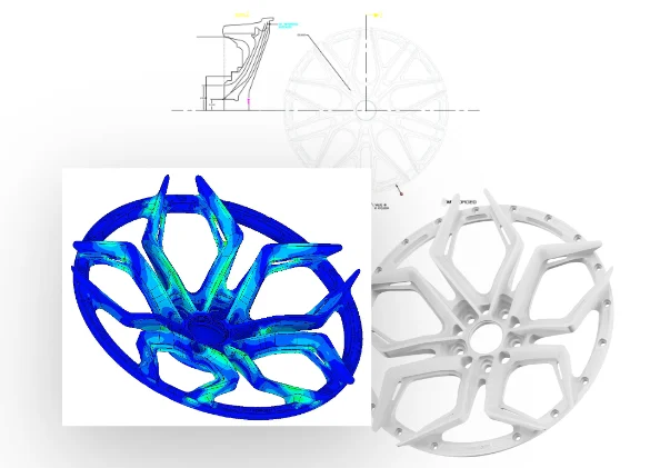 Máquina CNC trabajando sobre una llanta forjada