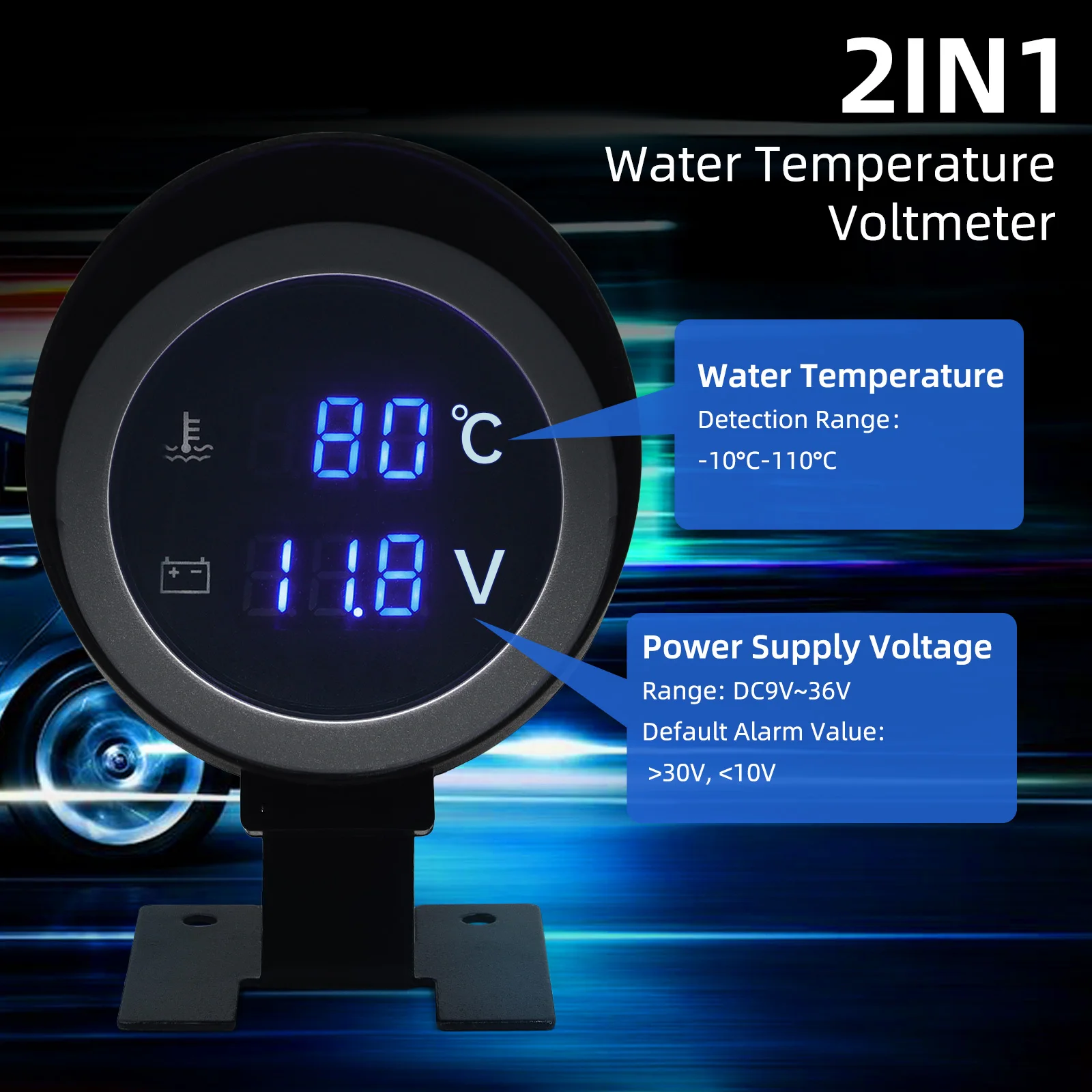 Medidor de temperatura del agua y voltímetro 1/8 NPT para coche - imagen 3