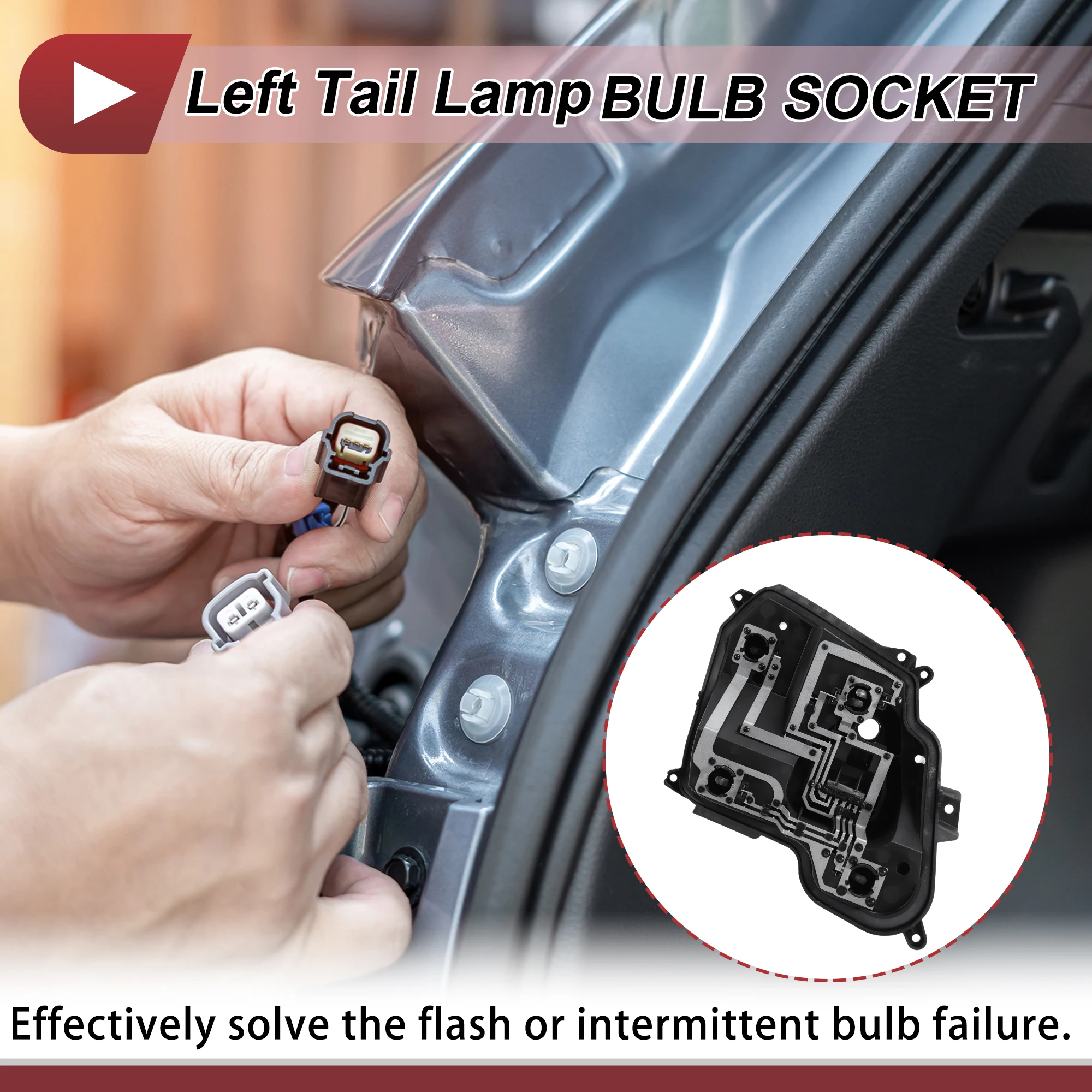 X Autohaux 1 Pc Left Tail Light Socket for Peugeot 301 M33 2014-2016 Lamp Bulb Connector - imagen 2