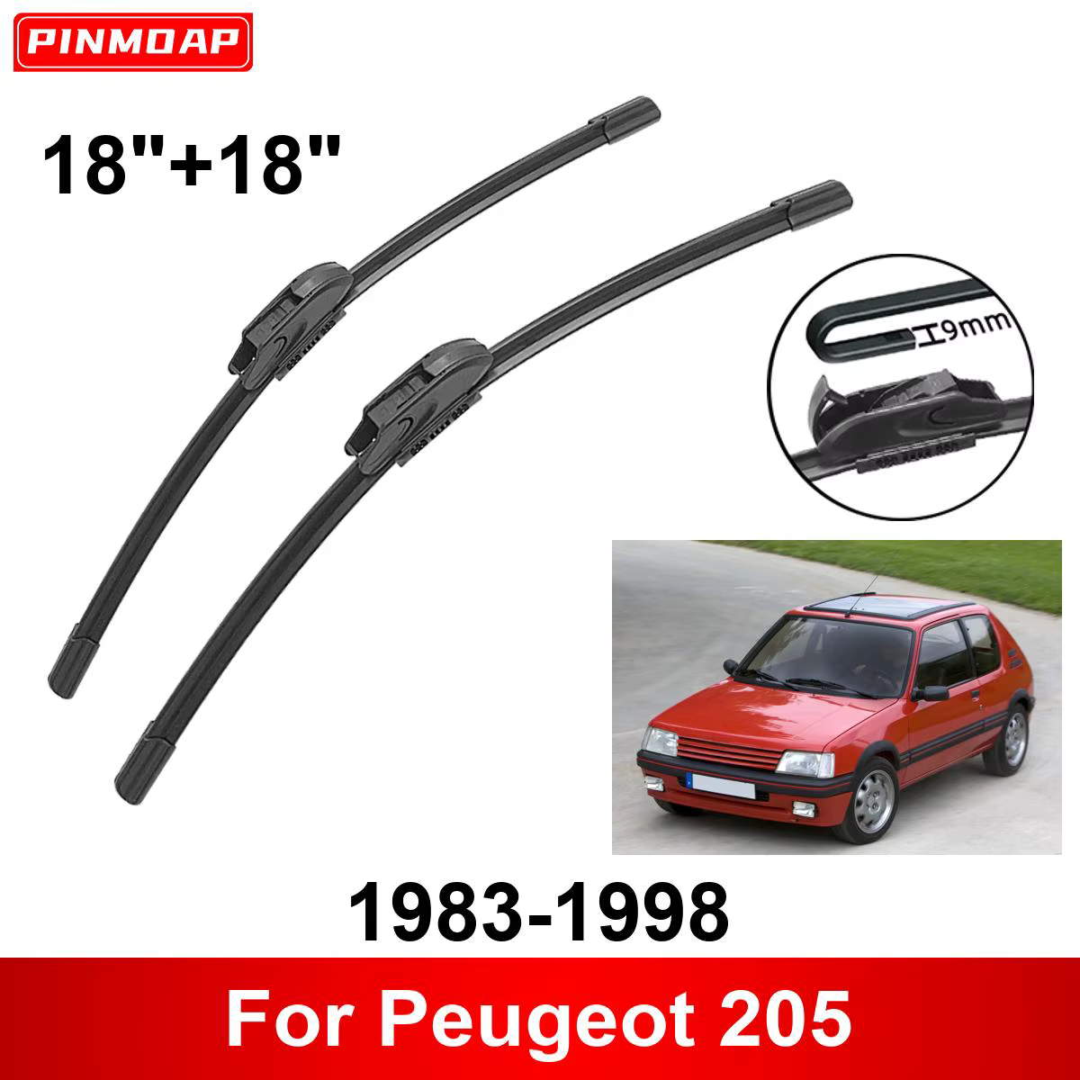 Kit escobillas limpiaparabrisas Peugeot 205 delanteras y traseras