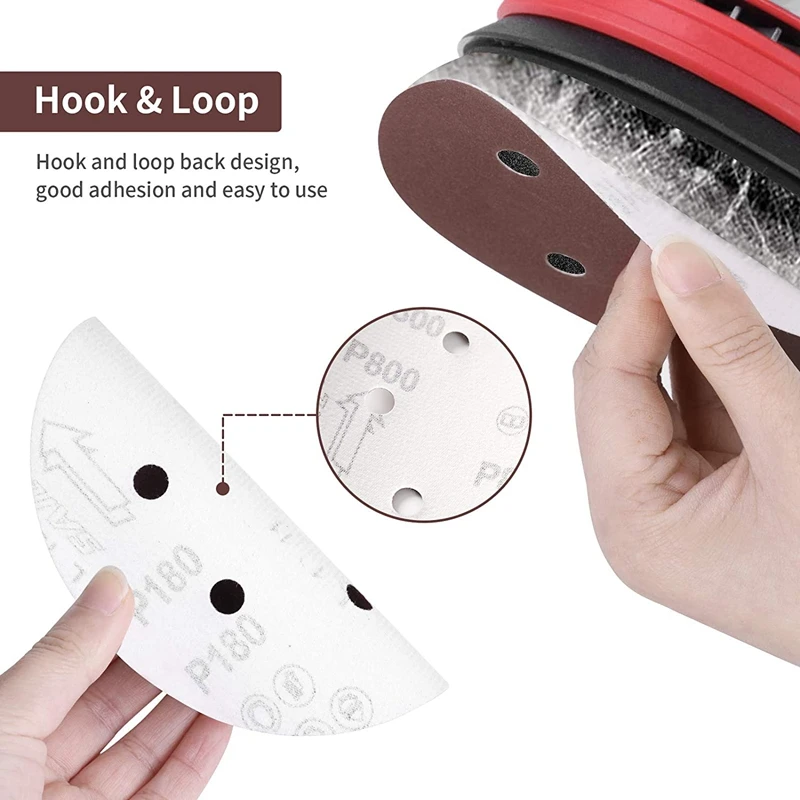 Disco de lijado de 150Mm, almohadillas de lijado de gancho y bucle de 6 pulgadas, juego de papel de lija de 100 piezas, granos surtidos para LIJADORA Orbital aleatoria - imagen 3
