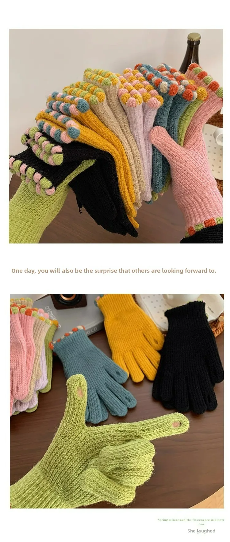 Guantes de punto sin dedos para mujer