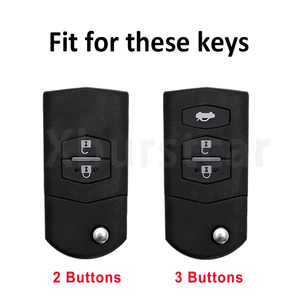 2 3 botones pistola carcasa gris Fob TPU funda para llave con tapa de coche para Mazda 2 3 5 6 8 MX5 MX-5 M6 RX8 RX-8 CX7 CX-7 CX5 CX-5 CX9 CX-9 - imagen 2