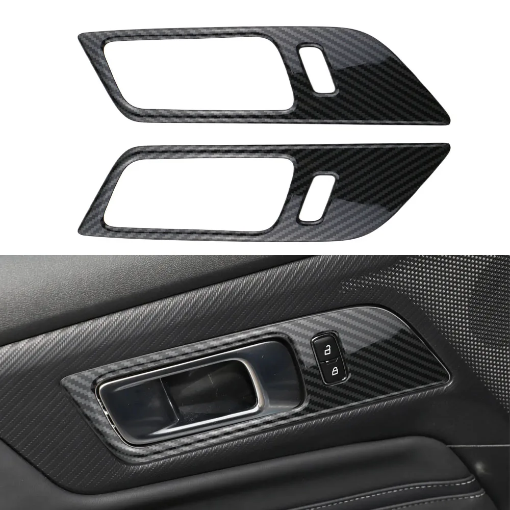 Embellecedores manijas interiores Ford Mustang 2016-2022 fibra carbono - imagen 3