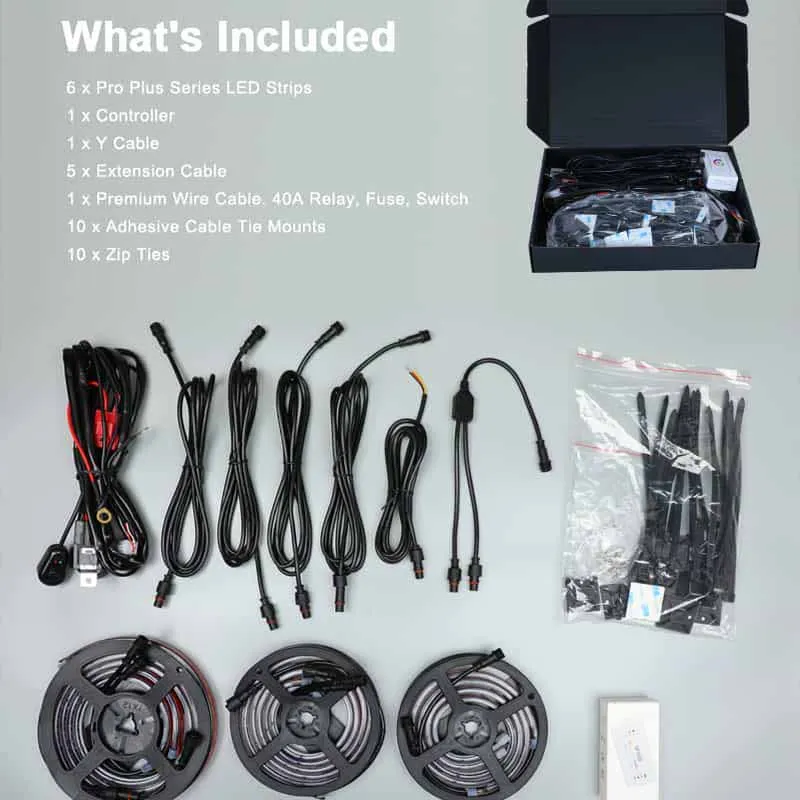 Kit de luces LED RGBIC bajo coche COB IP68 con control por app - imagen 2