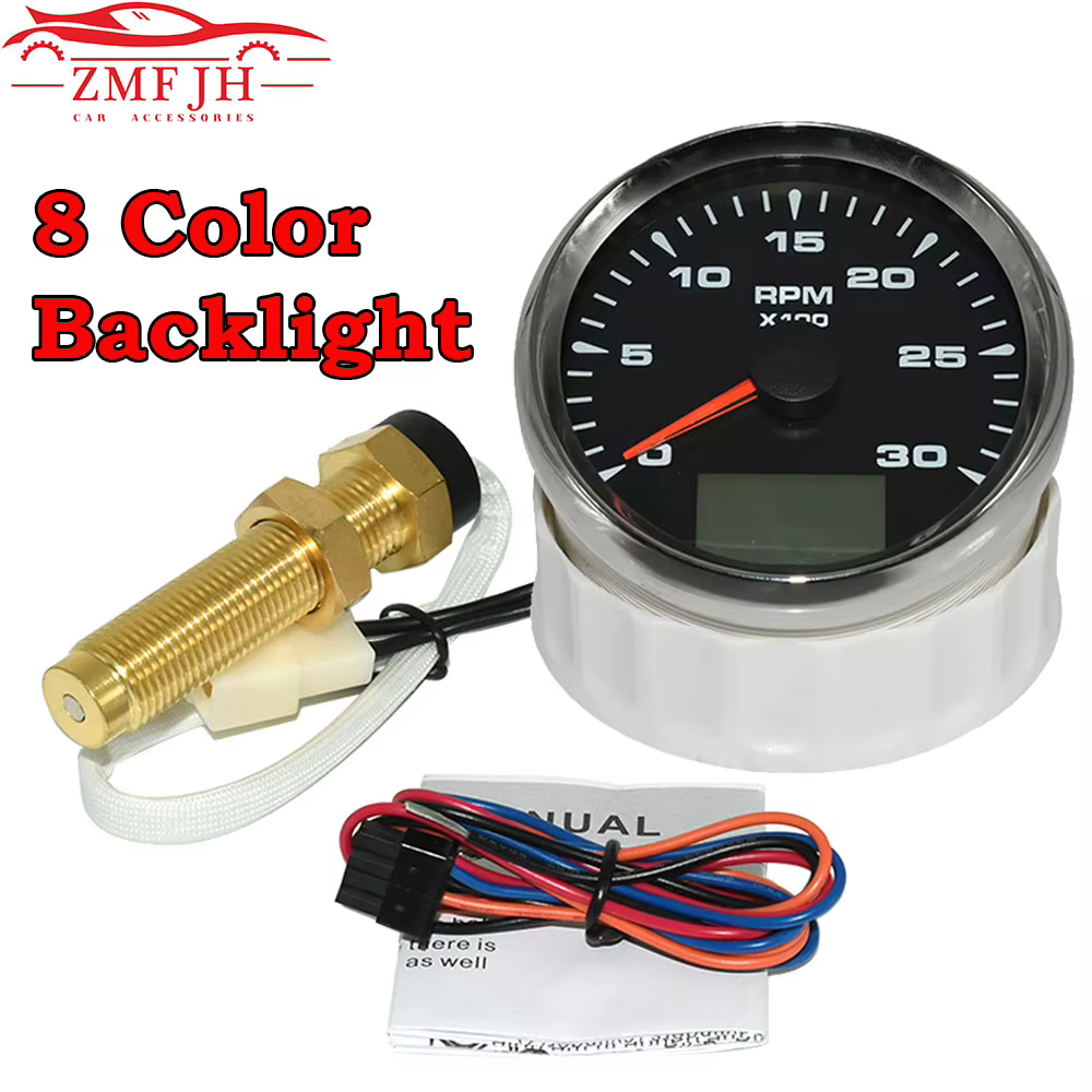 Tacómetro para barco AD 3000 rpm con contador de horas, 9-32V