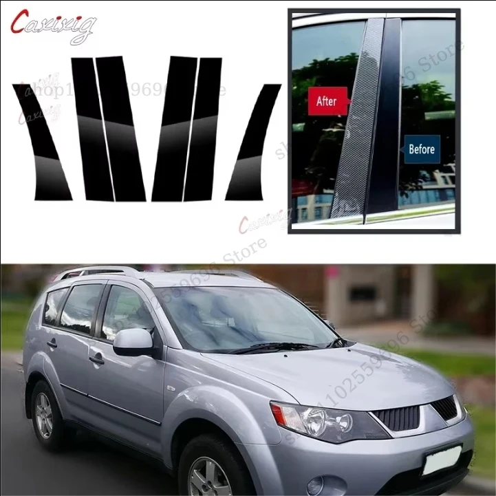 6 uds puerta de coche ventana Pilar postes embellecedor cubiertas pegatina para Mitsubishi Outlander 2006 2007 2008 2009 2010 2011 2012
