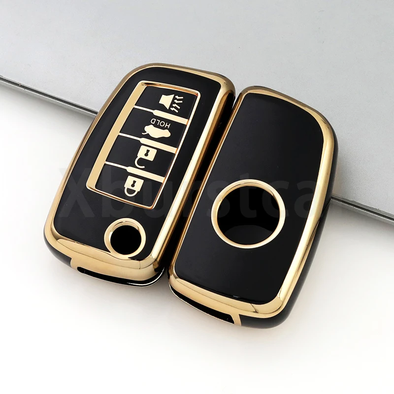 4 botones TPU Auto Shell Fob borde dorado funda para llave de coche para Nissan Qashqai x-trail T32 Rogue Juke F15 J11 Murano Maxima Altima - imagen 3
