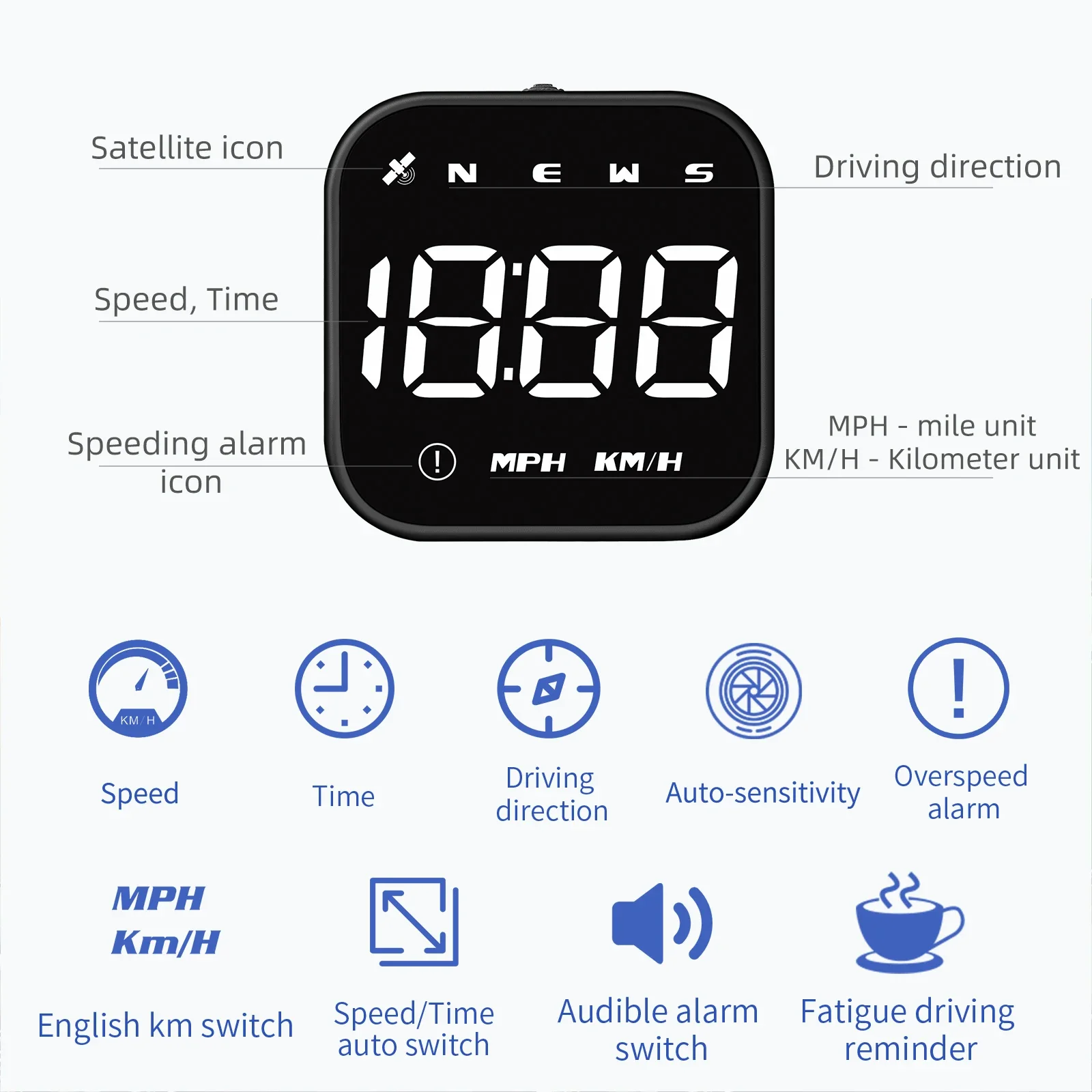 Pantalla HUD para coche con GPS y aviso de exceso de velocidad - imagen 5