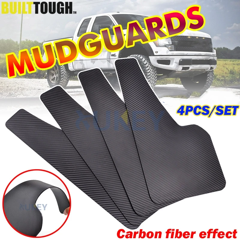 Juego de 4 Uds de guardabarros delanteros y traseros, protectores contra salpicaduras universales, guardabarros con efecto de fibra de carbono, accesorios para camioneta SUV