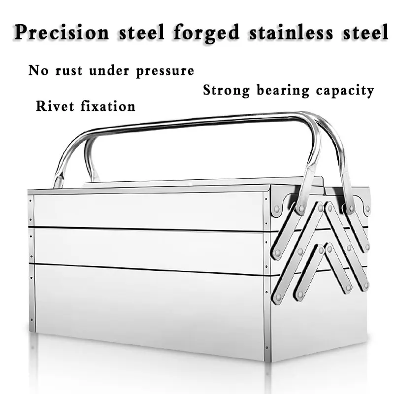 Caja herramientas acero inoxidable profesional – doble asa lateral taller - imagen 3