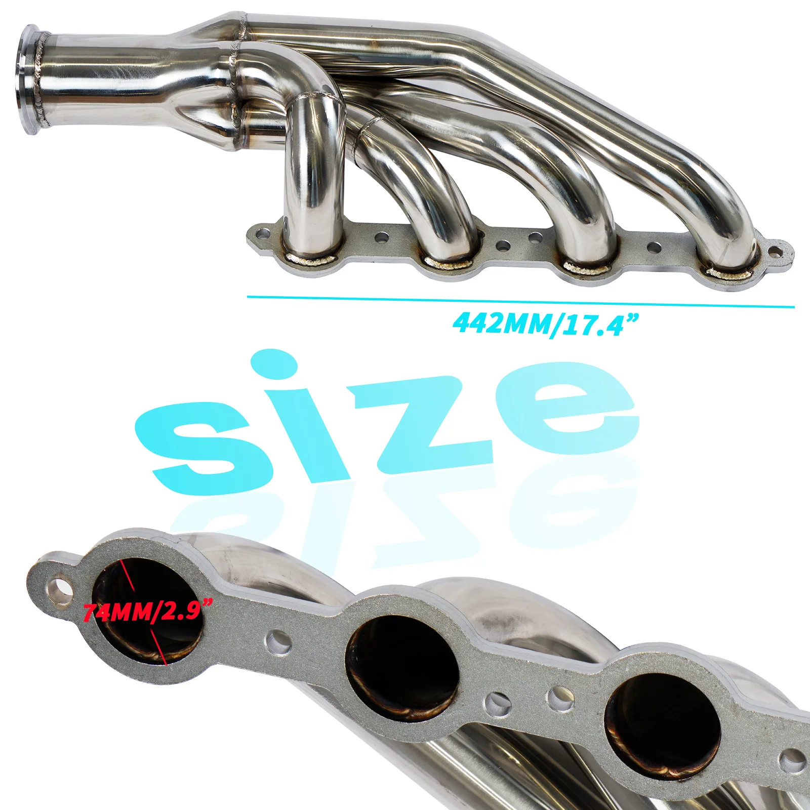 Colector escape Turbo inoxidable LS1 LS6 LSX Chevy V8 - imagen 3