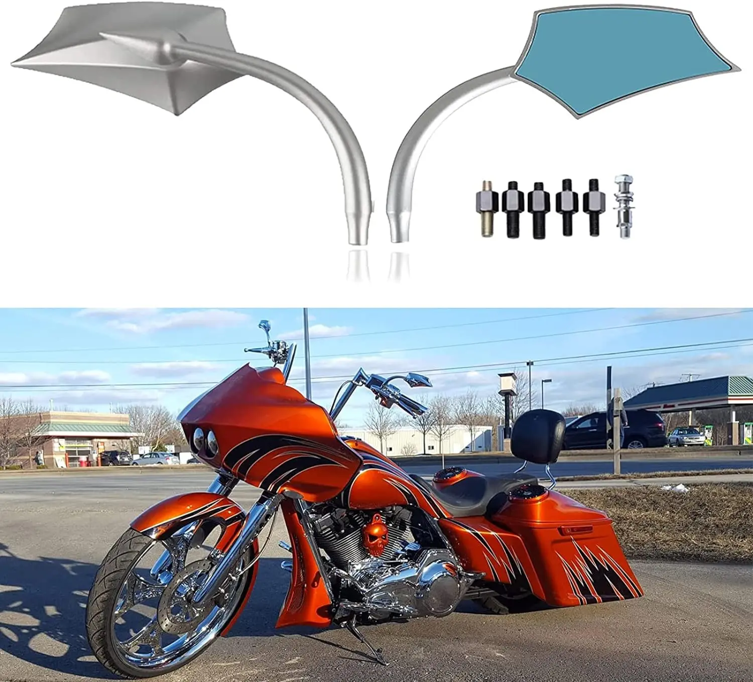Espejos retrovisores para moto 8/10 mm – Cruiser, Chopper y Scooter - imagen 5