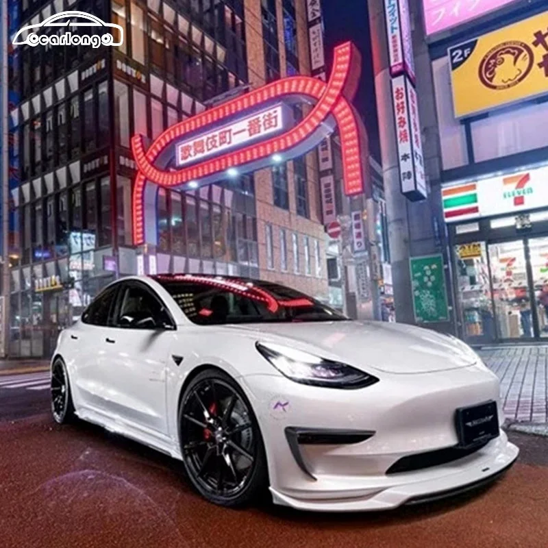 Gran oferta de kits de carrocería de coche de fibra de carbono estilo artesanal labio delantero trasero faldas laterales alerón para Tesla modelo 3 - imagen 3