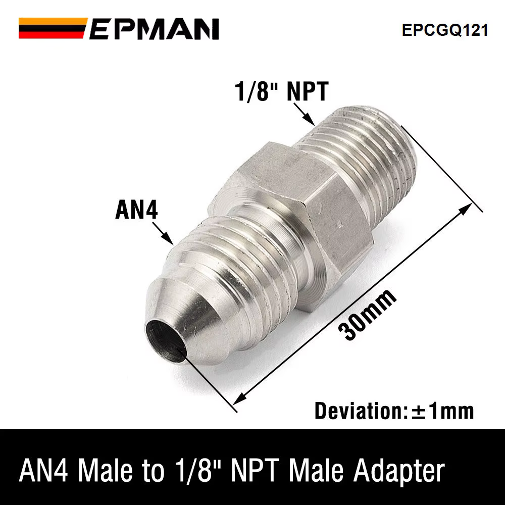 EPMAN Adaptador recto AN4 a NPT acero inoxidable – Tuberías aceite - imagen 2