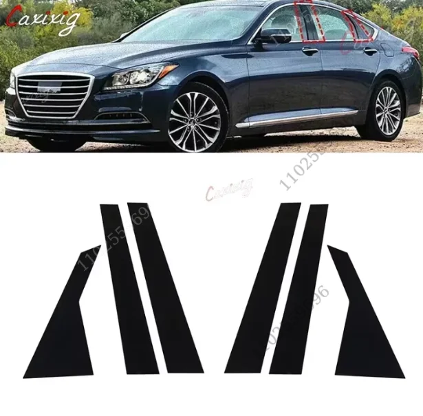 6 uds para HYUNDAI GENESIS G80 Sedan 2015-2022 postes de pilar de ventana de coche pegatinas embellecedoras de puerta naklejki samochodowe