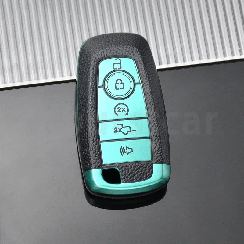 Carcasa de cuero TPU Fob para Ford Explorer Fusion Edge Mustang F150 F250 F350 Ecosport, funda para llave remota de coche, soporte Protector - imagen 4