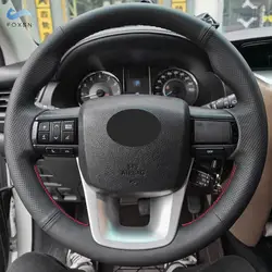 Funda de volante de cuero cosida a mano Toyota Hilux/Fortuner