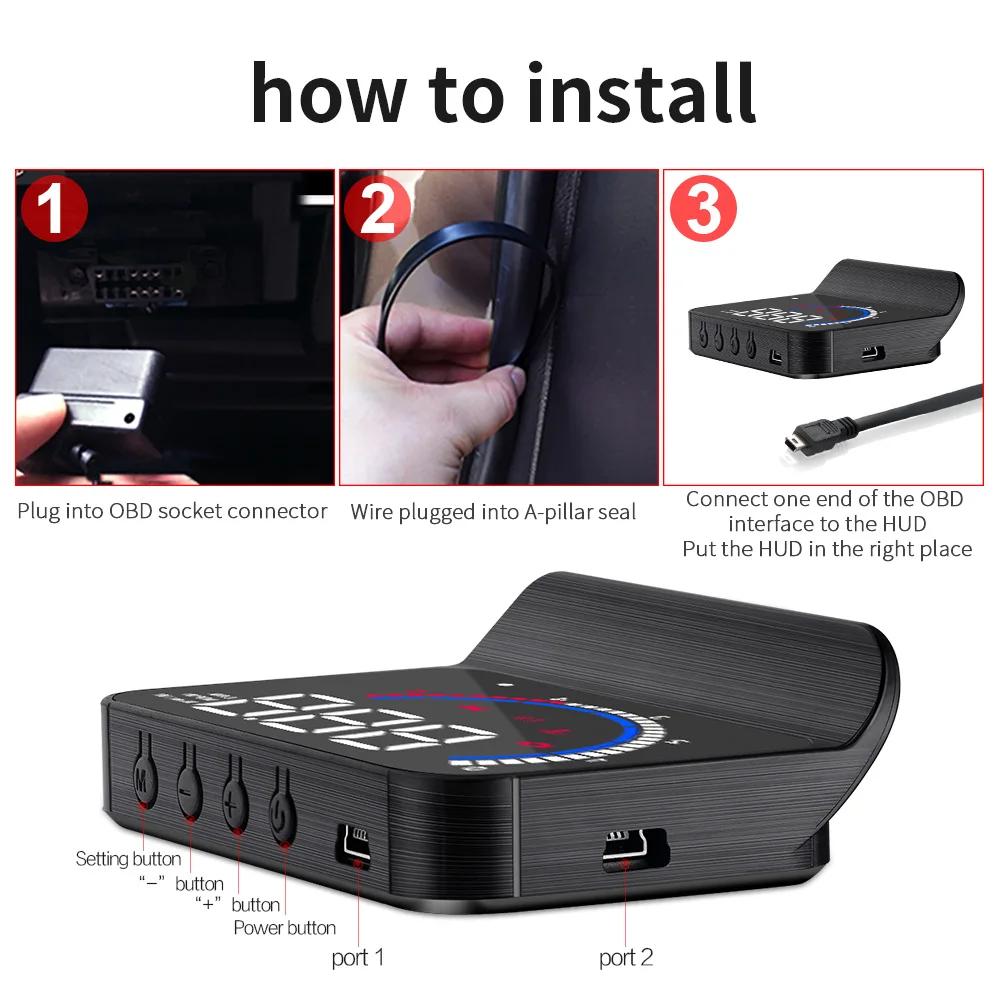 M13 OBD Proyector HUD parabrisas con velocidad RPM temperatura consumo - imagen 3