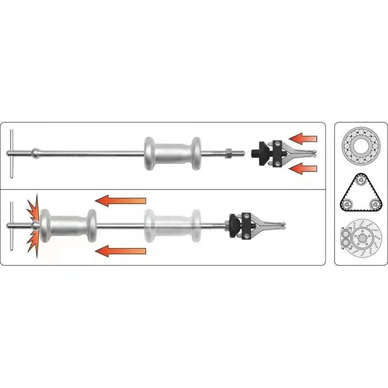 Extractor de martillo deslizante de tres garras, Agujero interior/exterior, grupo de martillo deslizante Peilin, grupo de martillo deslizante de reparación de automóviles, extractor de rodamiento interno - imagen 4