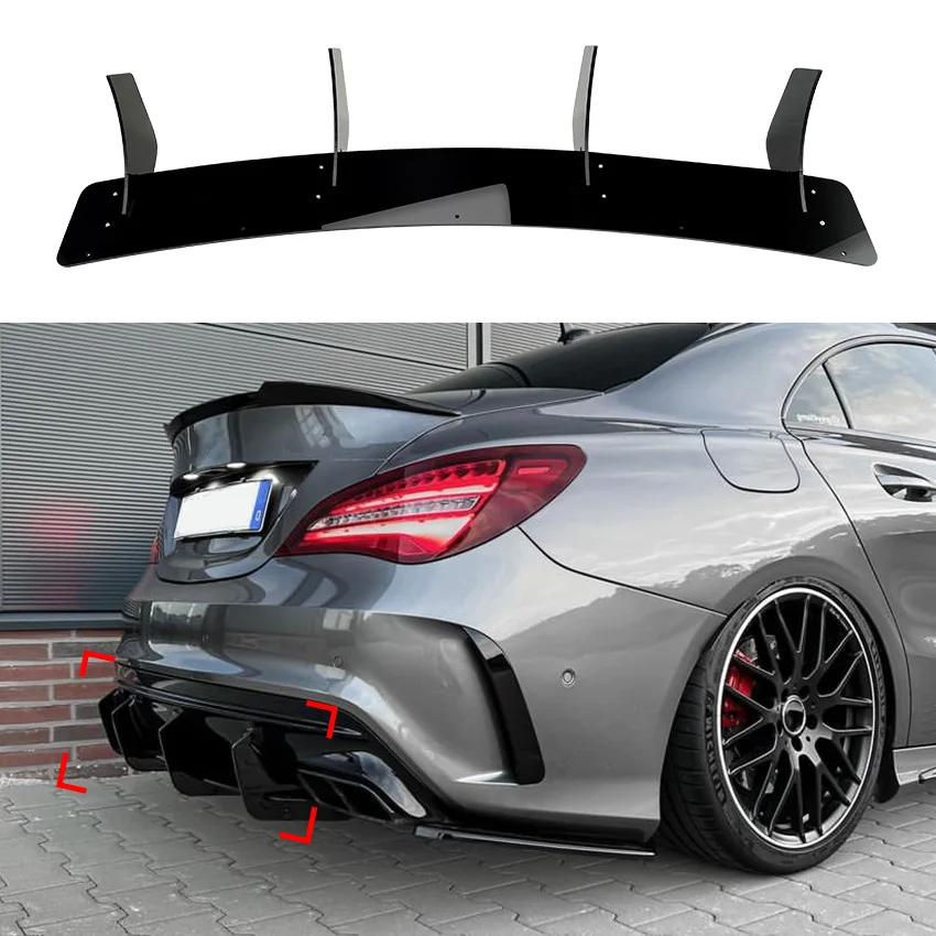 Difusor negro brillante para paragolpes trasero de Mercedes-Benz CLA