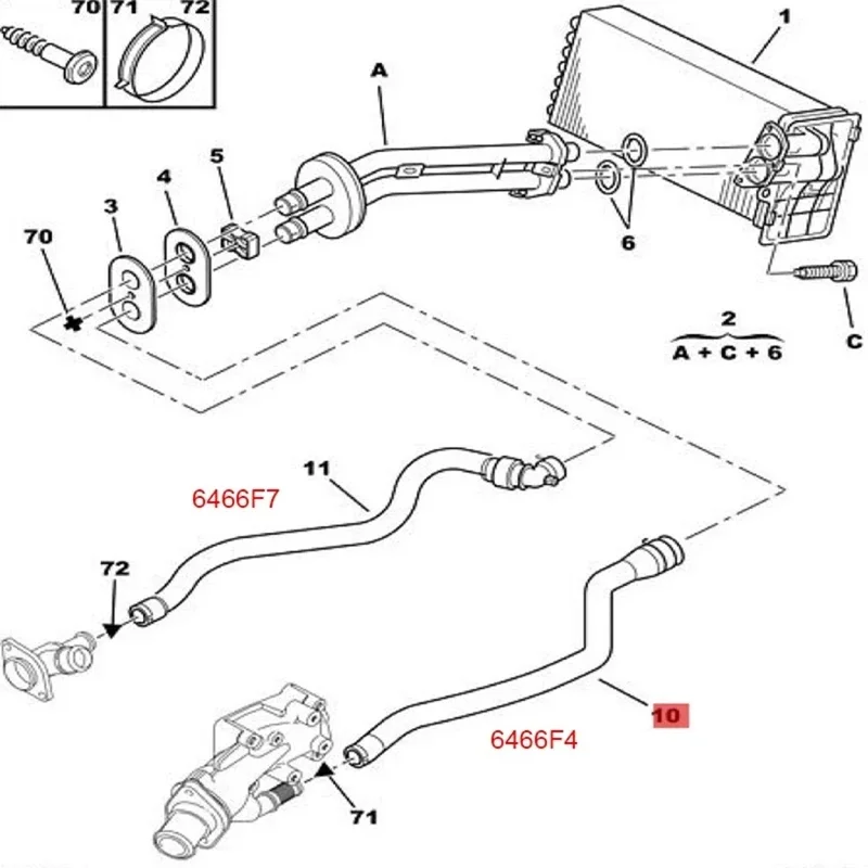 Manguera de agua calentador OE 6466F7/6466F4 Peugeot 307 308 408 1.6 - imagen 2