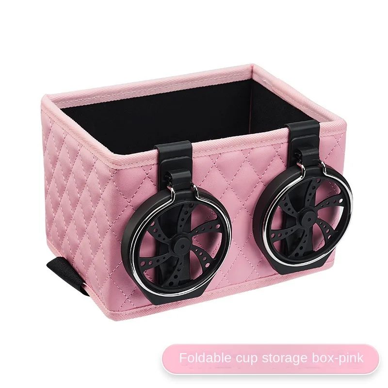 Organizador reposabrazos de cuero con soporte bebidas y teléfono - imagen 5