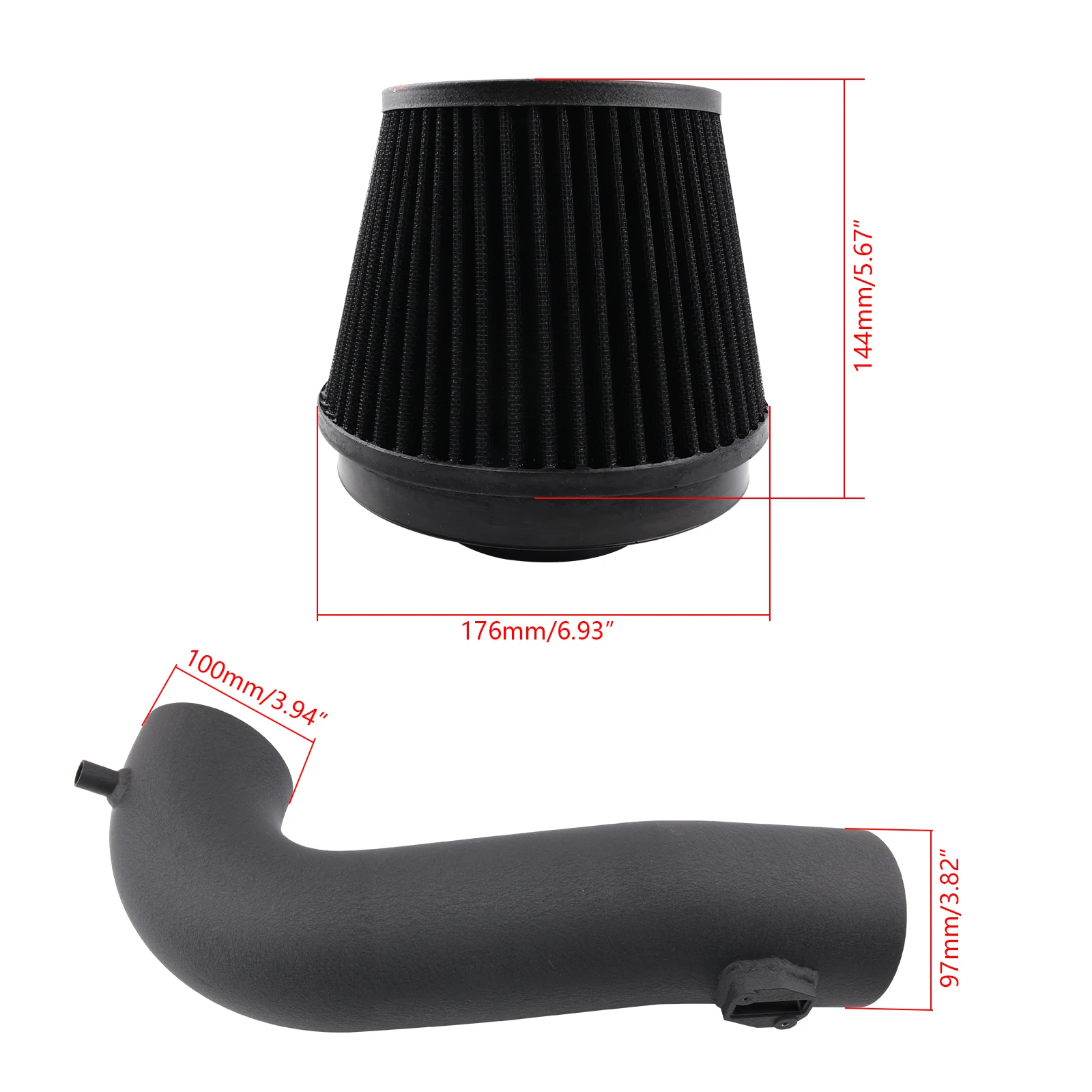 Vista frontal del kit de admisión para Silverado V8