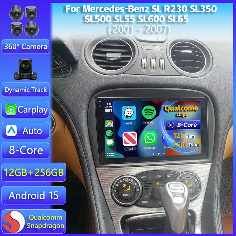 Radio Android 15 CarPlay Bluetooth para Mercedes SL R230 2001-2007 - imagen 5