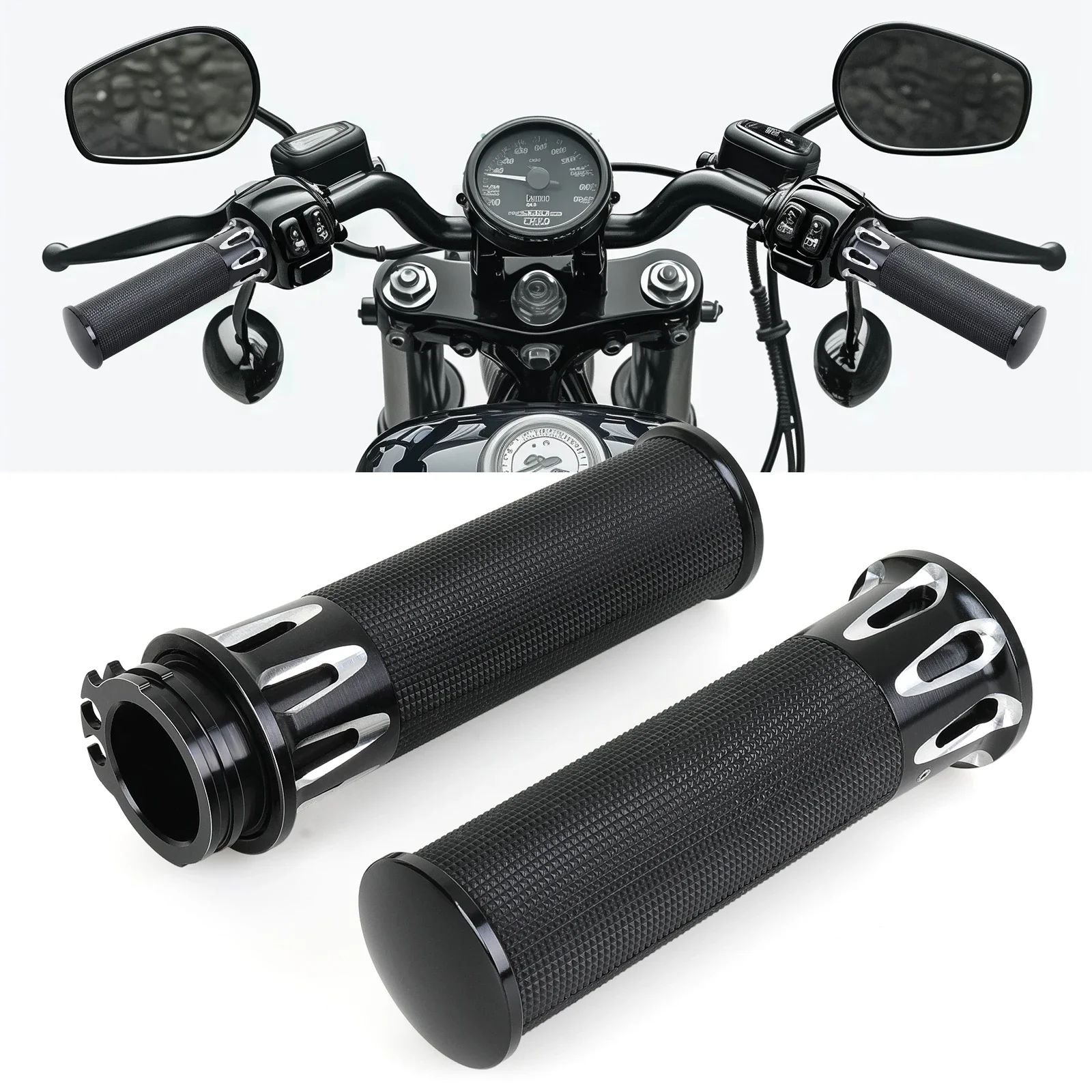 Puños de manillar 1 pulgada Harley Touring, Softail y Sportster