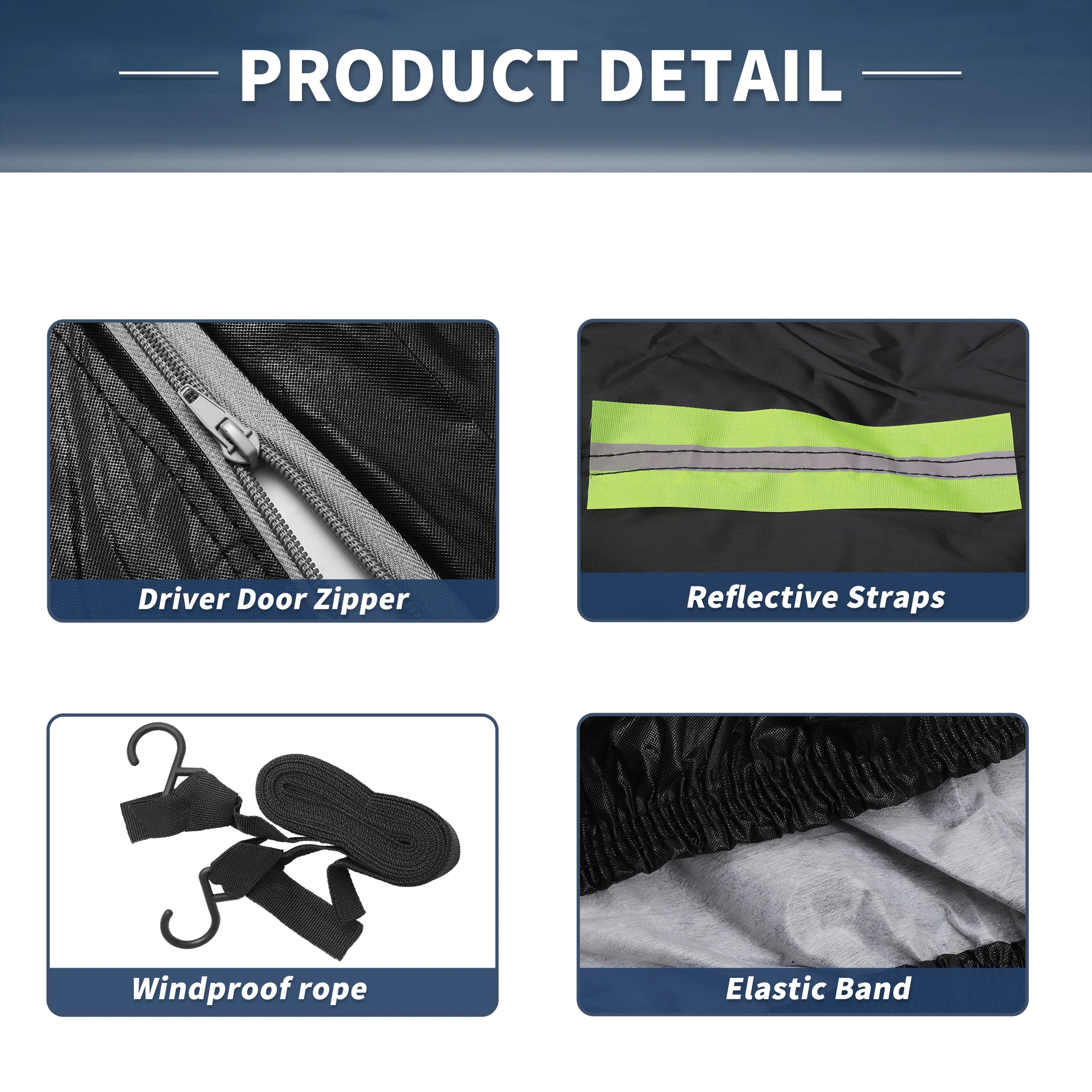 X Autohaux cubierta impermeable para coche película de aluminio cubierta completa para exteriores para Suzuki Jimny JB64W/JB74W con gancho de cuerda a prueba de viento - imagen 3