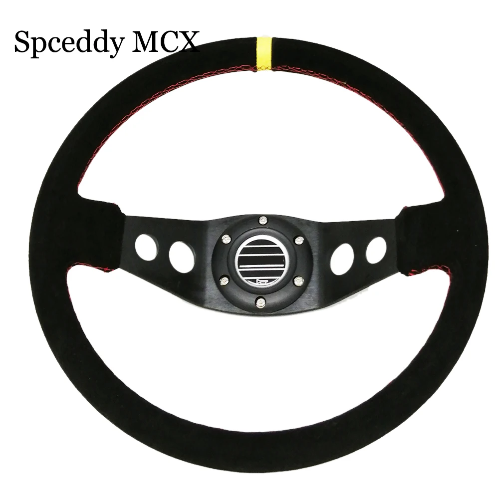 Volante deportivo tuning 350mm cuero negro universal