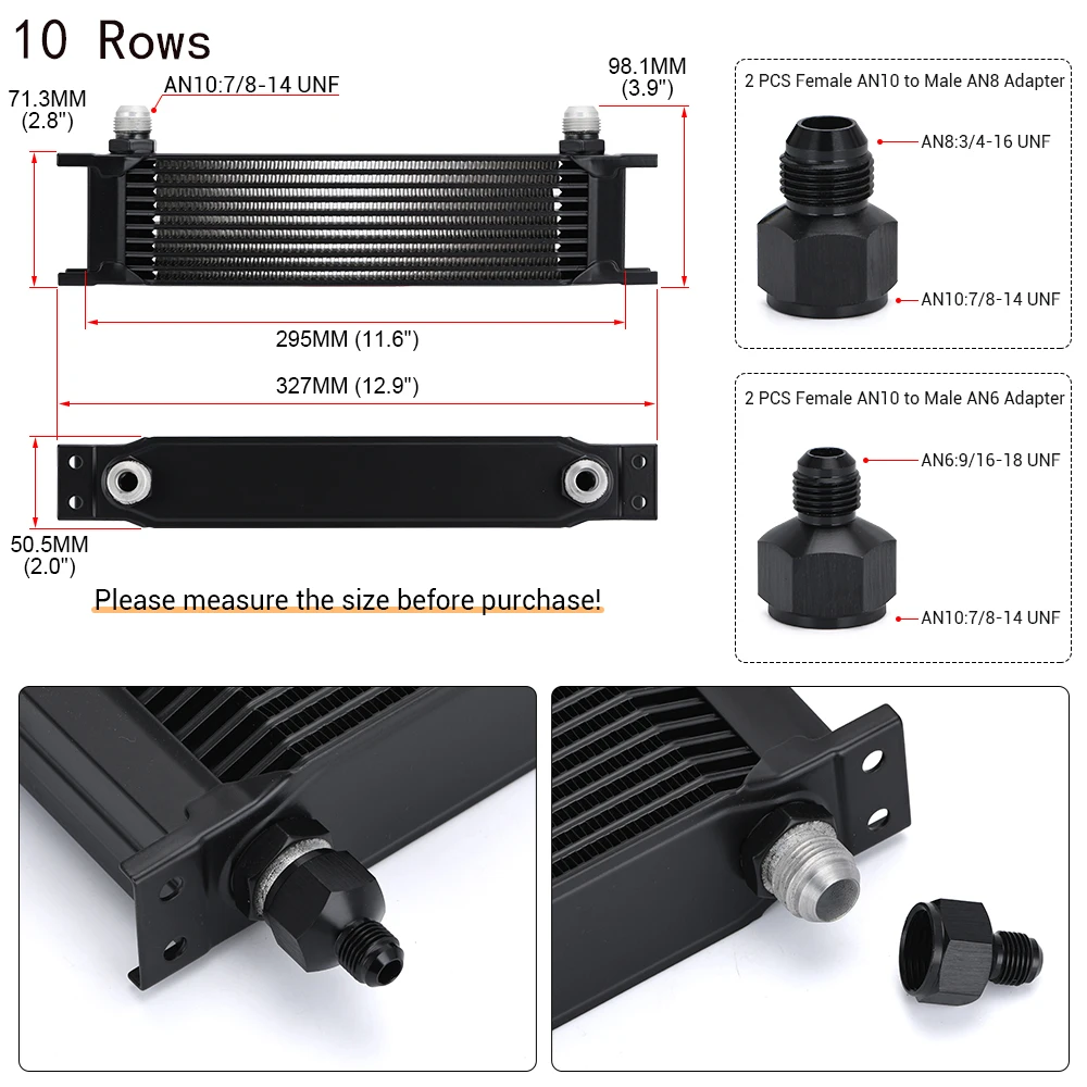 Radiador de aceite universal de aluminio AN10 para motor - imagen 2