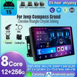 Autorradio Android 15 2 DIN Jeep Compass Grand Cherokee Wrangler Dodge Chrysler