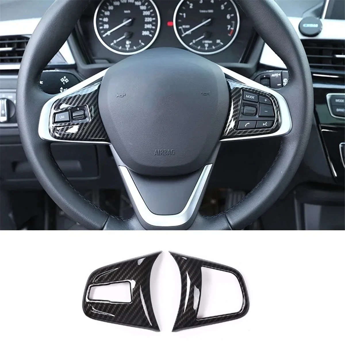 Marco embellecedor ABS carbono botones volante BMW X1 F48 F40 F45 - imagen 2