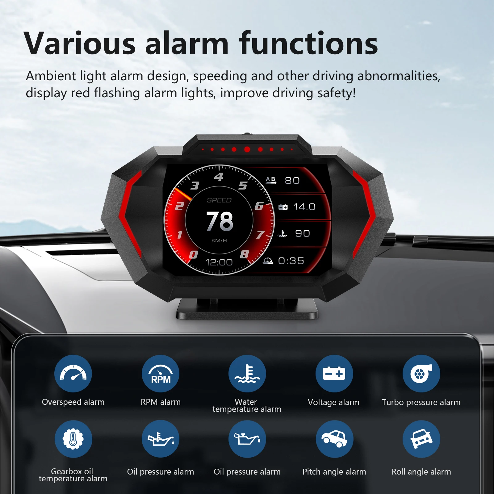 Pantalla HUD P24, velocímetro digital OBD + GPS con tacómetro - imagen 4