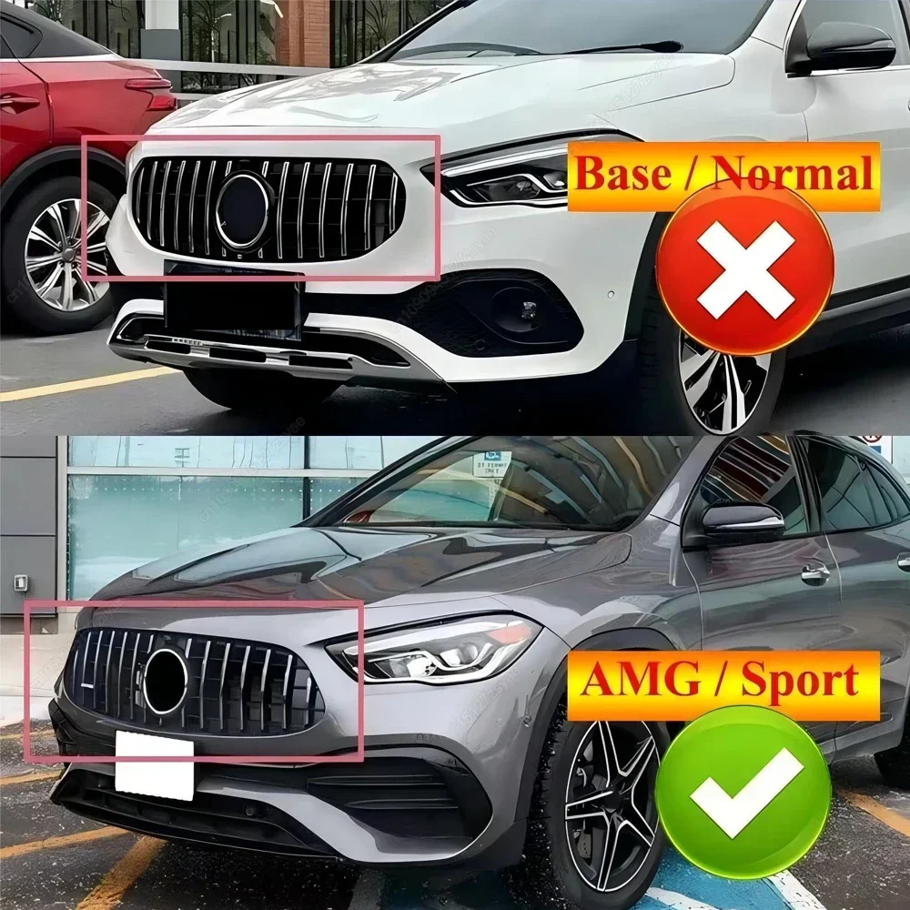 Parrillas de parachoques delantero estilo GT para Mercedes Benz Clase GLA H247 GLA35 GLA45 180 200 250 AMG Line 2020-2023 Bodykits Tuning - imagen 2