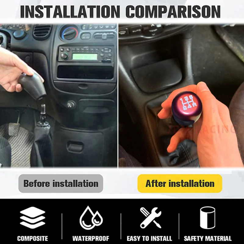 Universal Racing Perilla de Cambios de Aluminio Cuero – 5 velocidades - imagen 3