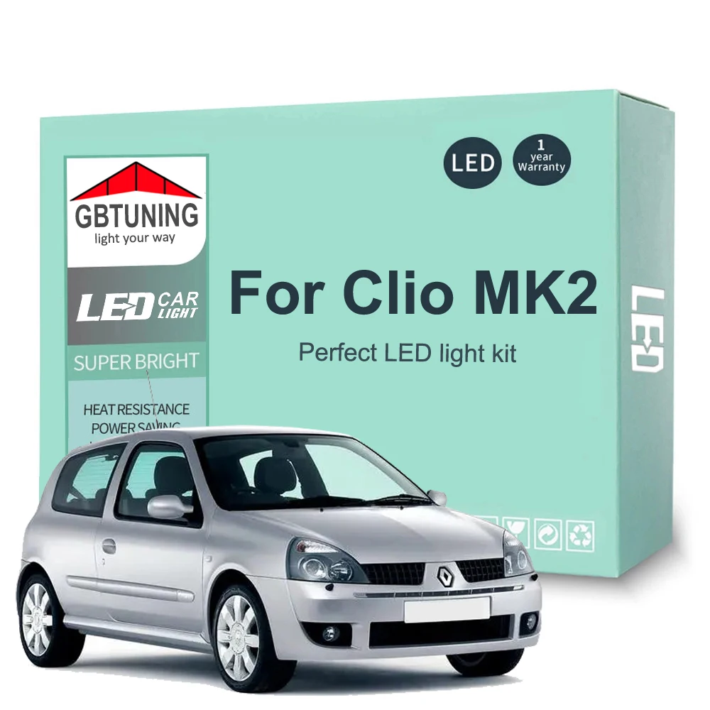 8 Uds Canbus bombilla LED Interior para Renault Clio 2 II MK2 1998-2005 accesorios de coche cúpula de lectura lámpara de señal interior