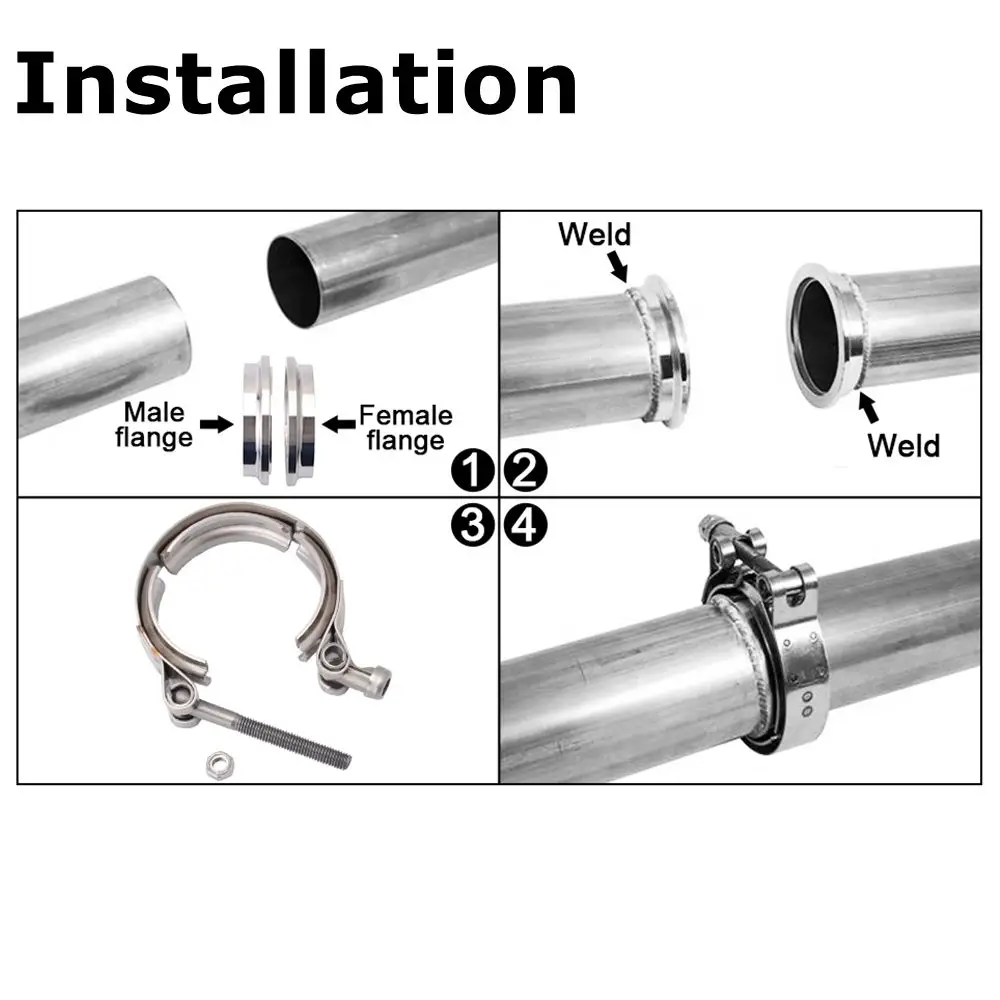 Abrazadera V-Band inox con brida macho hembra para escape y turbo - imagen 5